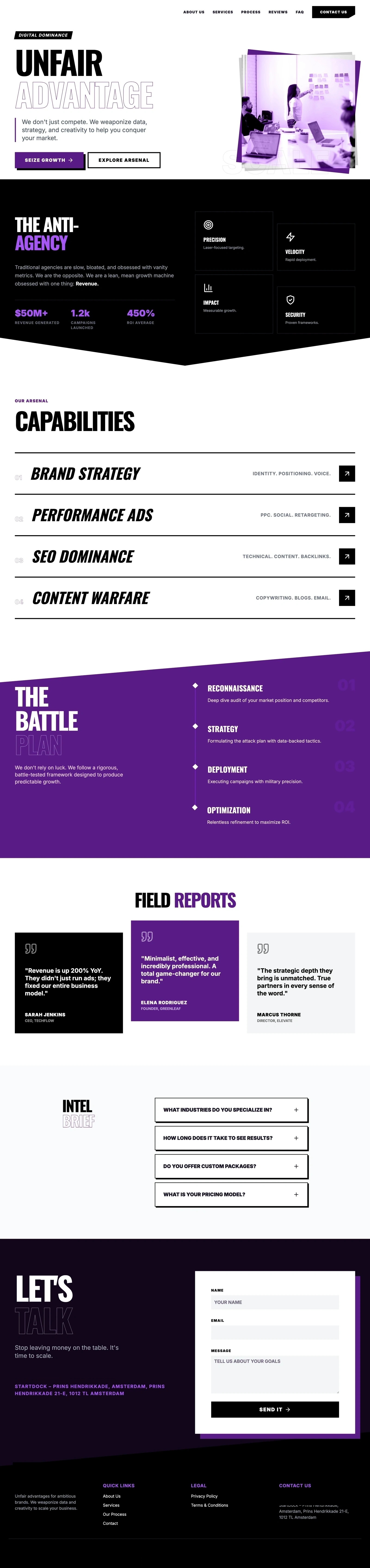 Full-page AI-built website preview with header branding removed