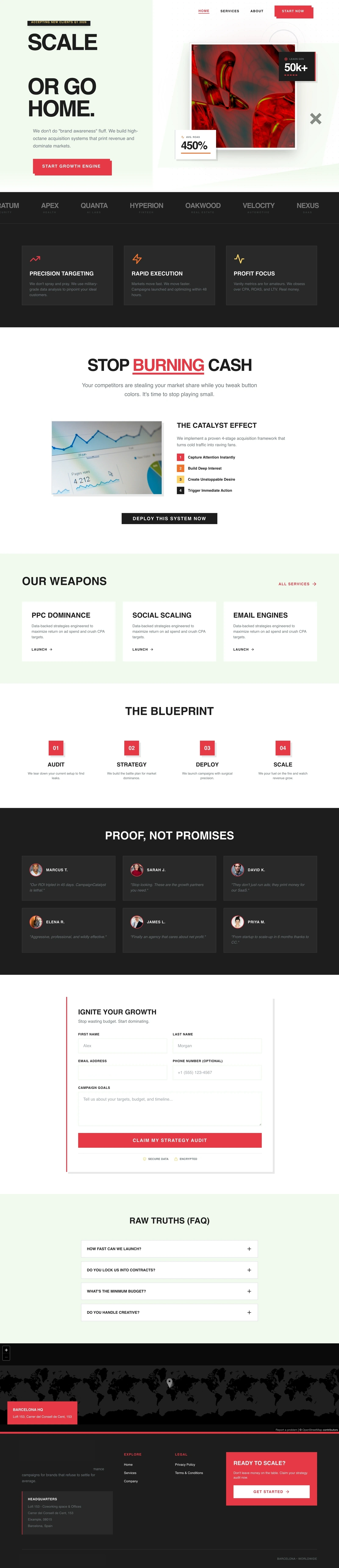 Full-page AI-built website preview with header branding removed