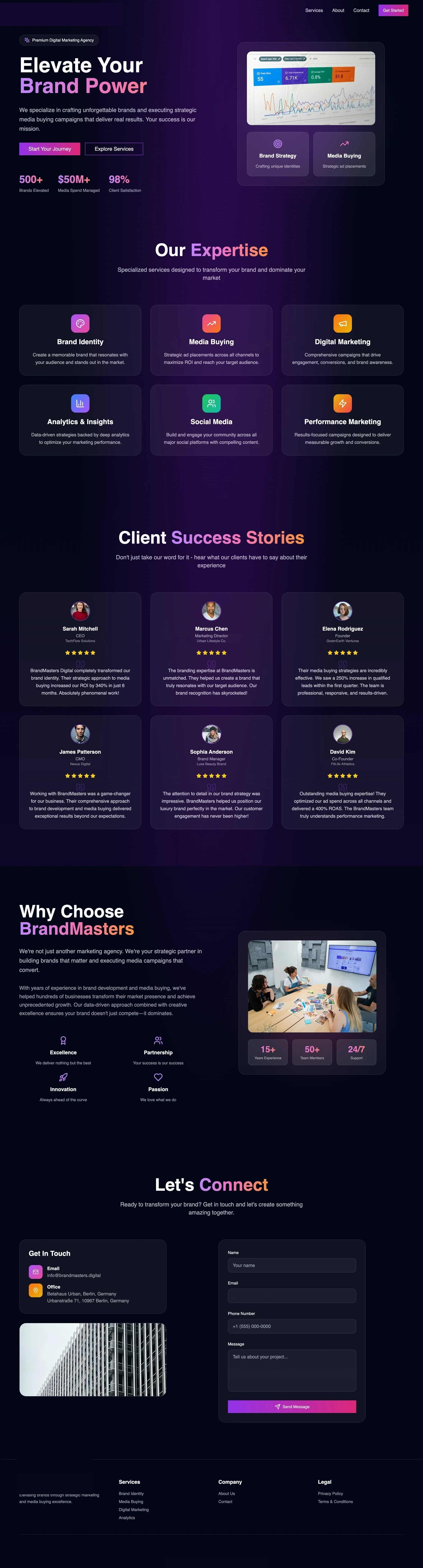 Full-page AI-built website preview with header branding removed